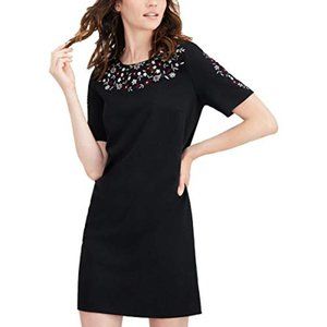 NWT Calvin Klein Women's Solid Short Sleeve Shift with Floral Embroidery Size 4